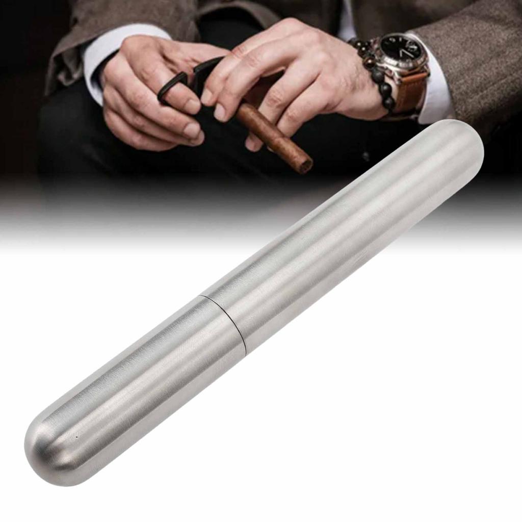 Travel Cigar Case Tube Stainless Steel Exquisite Moisture Retention Metal Cigar Case Tube for Men Women