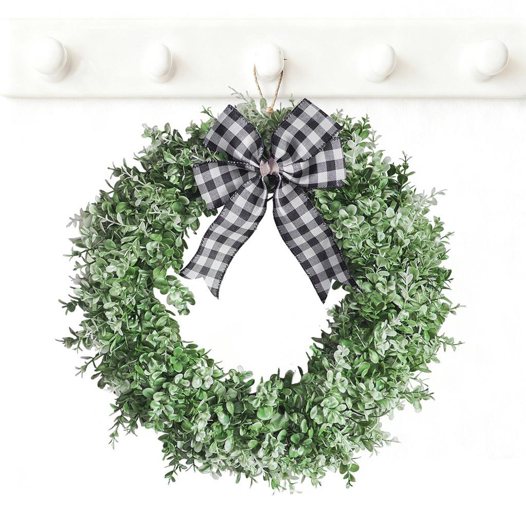 Рождественская имитация зеленого растения Венок из листьев денежного дерева Виноградная лоза Кольцо Домашнее украшение для подвешивания на окно или дверь 40 см