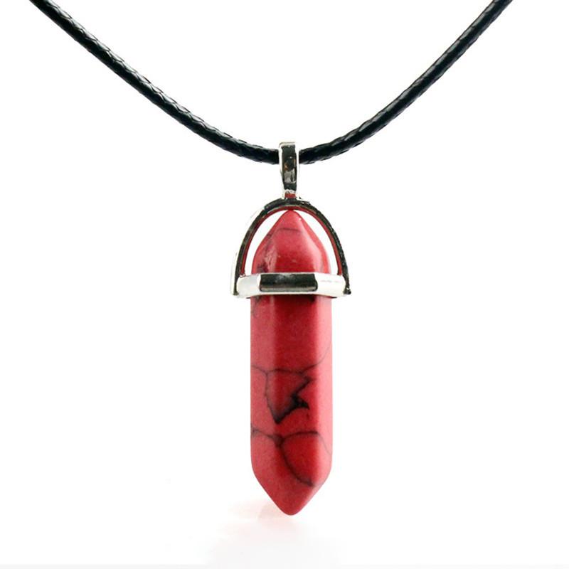 Красивое ожерелье из натурального кристалла с уникальным шестиугольным кулоном для исцеления