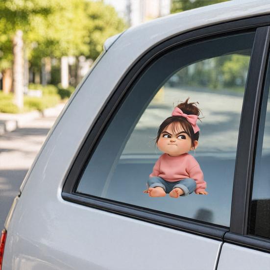 yangyizhi Car Sticker, Waterproof Self-adhesive PVC No Trace Auto Decal, Realistic Girl Pattern Funny Sticker for Fuel Tank Caps Windows Luggage