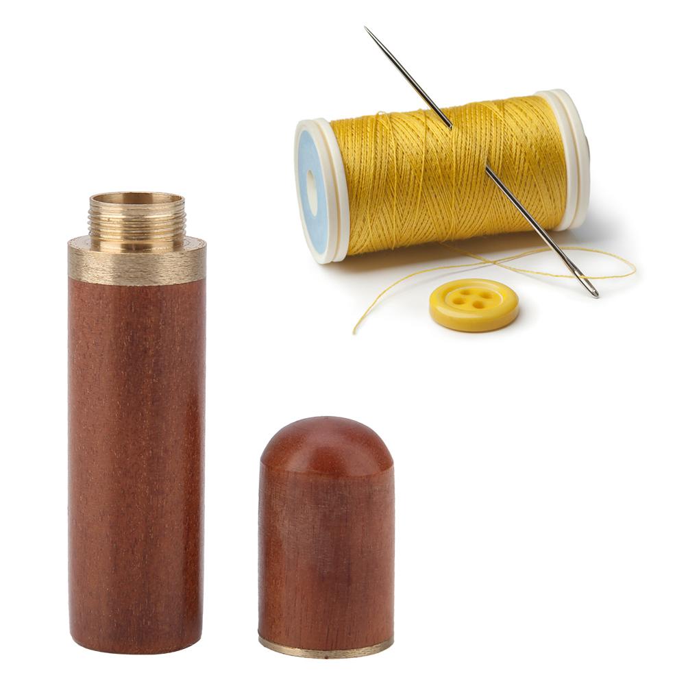 Wooden Sewing Needles Safety Holder Storage Organizer Container Box (Coffee)