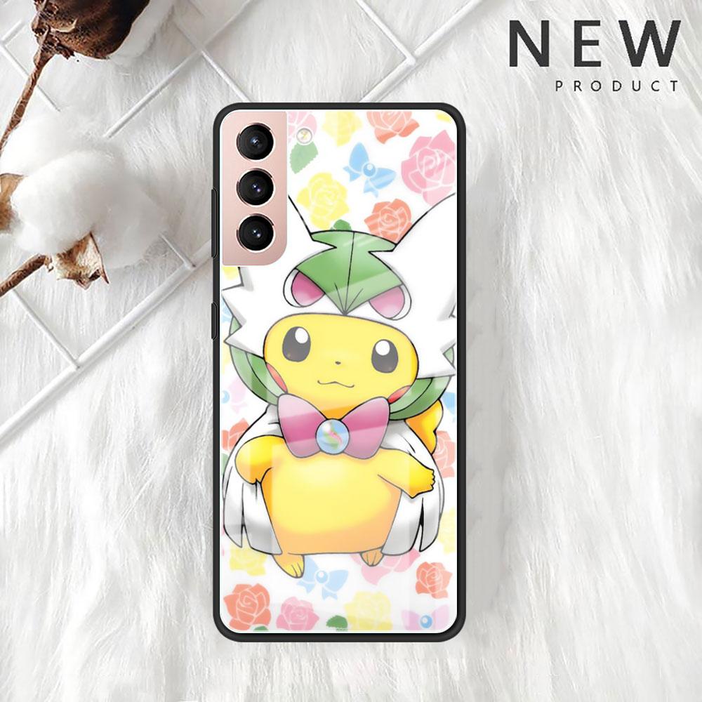 Стеклянный чехол для Samsung Galaxy S20 FE S22 Ultra S21 Plus Note 20 S10 Lite 10 S10e S9, закаленный чехол для телефона, забавный Покемон Пикачу