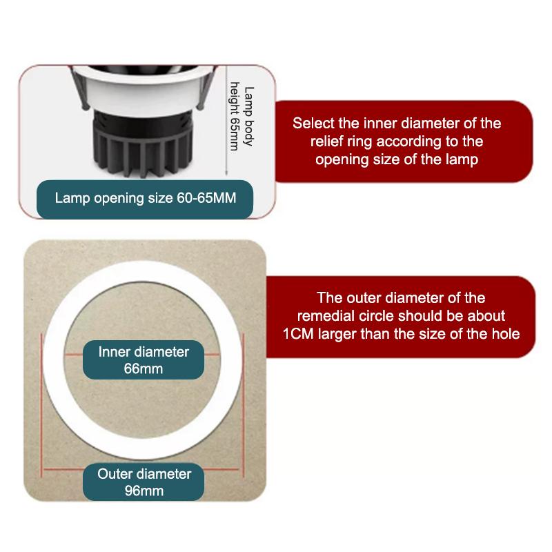 1 шт. Светодиодный спот-светильник, встраиваемый светильник, уплотнительные кольца, белый абажур, кольцо-адаптер, скрытые проставки, шайбы, прокладки для стойки освещения