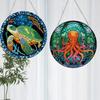 2Pcs Animal Theme 2D Flat DIY Hanging Diamond Art Kits Rhinestone Diamond Art Window Pendants Window Hanging Art for Home Decor