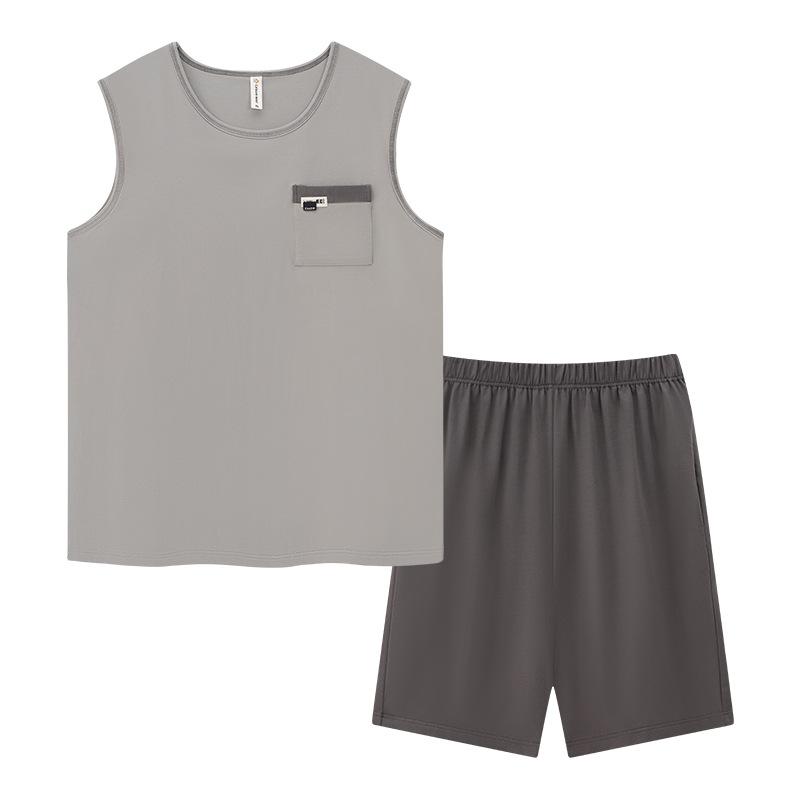 Pajamas men's summer cotton vest shorts summer thin teen men's sleeveless vest loungewear set