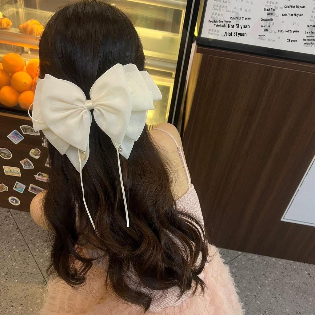 Korean Polka Dot Bow Claw Hair Clip - High-End Cloud Bubble Design for Women