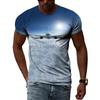 Men Summer Trend Casual Fun Round Neck Short Sleeve Fashion New 3D Printed Airplane Graphic T Shirts for Streetwear Tees Tops
