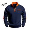 Work Commuter Clothing Men Quarter Zipper Pullover Tops Mock Neck Long Sleeve Sweatshirt Contrast Winter Warm Casual Tops Color Sport with