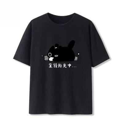 2025 Осень и Зима Новая Мода Футболка из Чистого Хлопка с Милым Принтом Кошки Удобная Приятная к Коже Высококачественная Универсальная Футболка