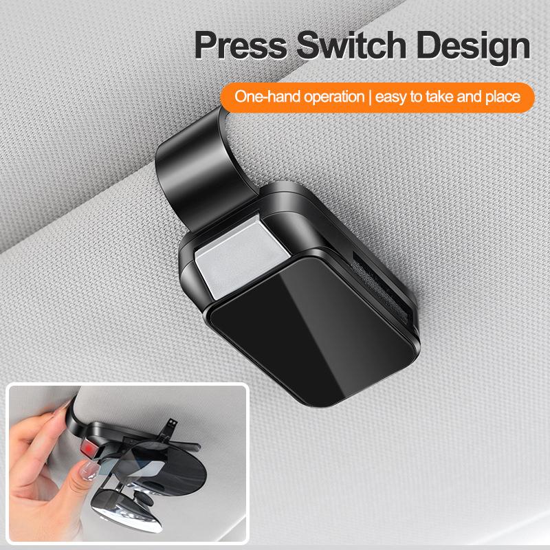 1Pc Car Sun Visor Glasses Clips Interior Eyeglasses Storage Holder Compact Storage Auto Interior Accessory With Alloy Buckle