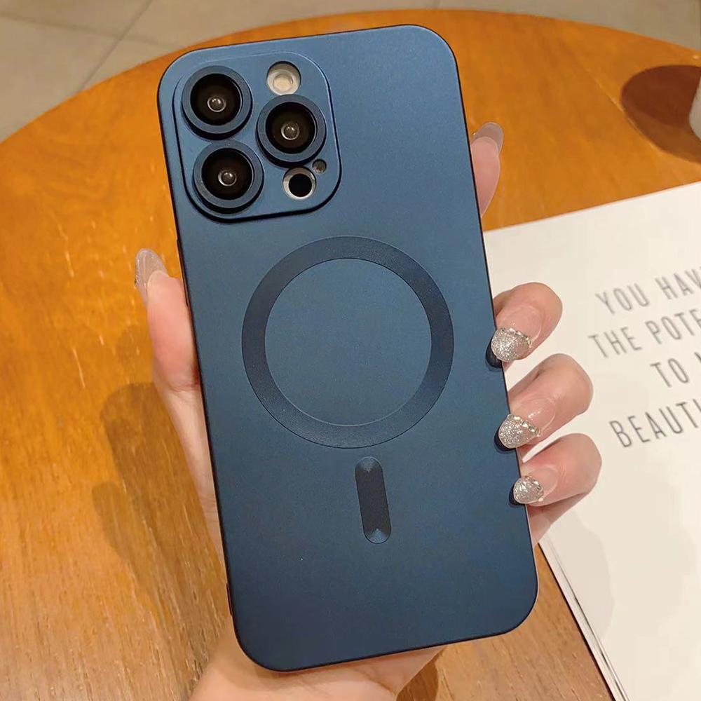 Для магнитного беспроводного зарядного чехла Magsafe для iPhone 16 15 14 13 12 11 Pro Max 7 8 Plus матовая мягкая стеклянная защитная крышка для объектива