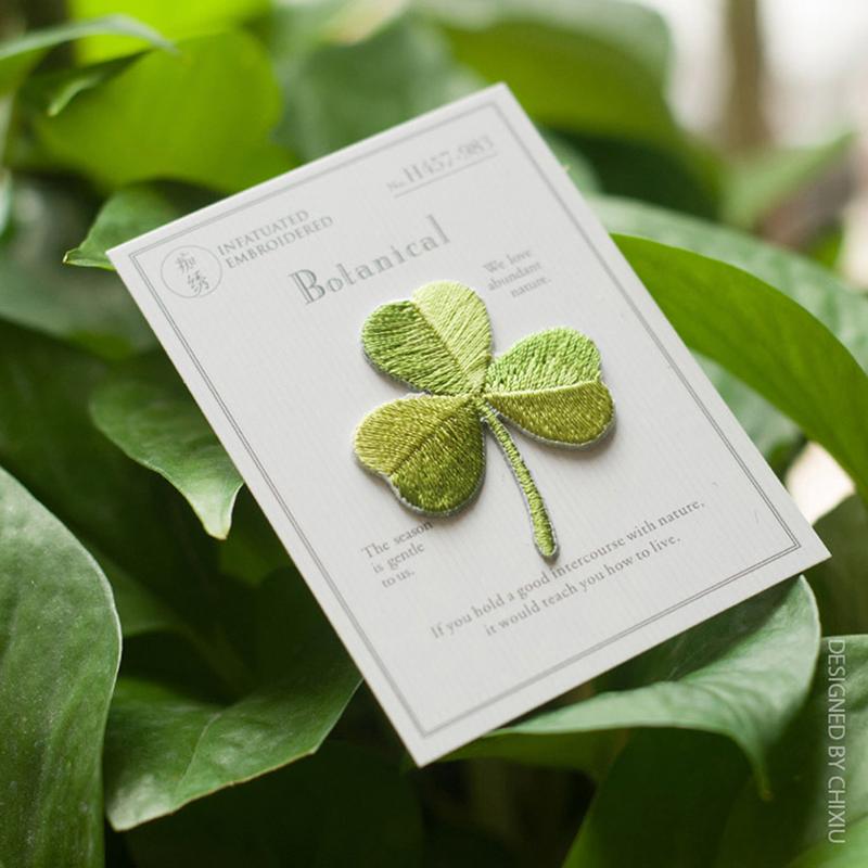 Нашивки клевера с четырьмя листами, наклейки для глажки ткани, вышивка, аппликация, сделай сам
