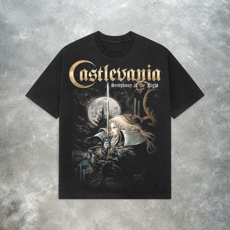 Футболка Castlevania Symphony of The Night_ Ретро Готика Y2K Футболка Мужская Женская Плотный Хлопок Оверсайз Y2k С коротким Рукавом Мужская Одежда...