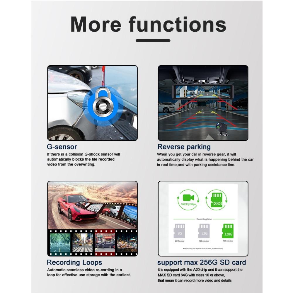 Зеркальная камера для автомобиля, сенсорный экран, видеорегистратор, зеркало заднего вида, видеорегистратор, передняя и задняя камера, зеркало DVR, черный ящик