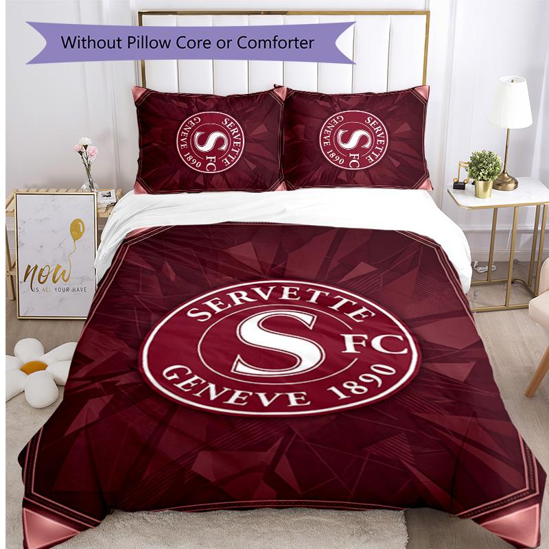 Servette FC Печатный комплект постельного белья из 3 предметов Дышащий пододеяльник с наволочками Декоративное постельное белье для спальни Дома