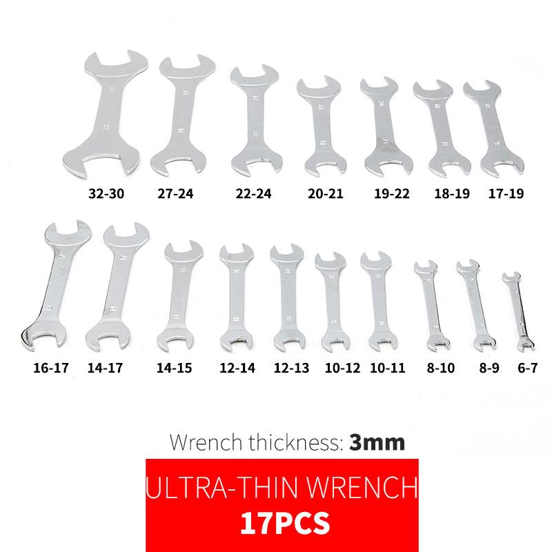 Thin Open End Wrench Set 3mm Ultra-thin Flat Wrench Tool Multi-Function Super-thin for Plumbing Tubing Gas Nozzle Fork Spanner