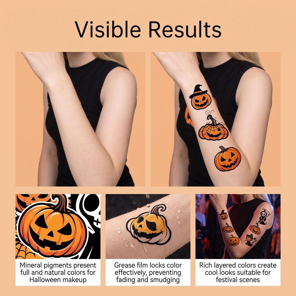 Christmas Halloween Pumpkin Temporary Tattoo Stickers Festival Party Body Decor Stickers