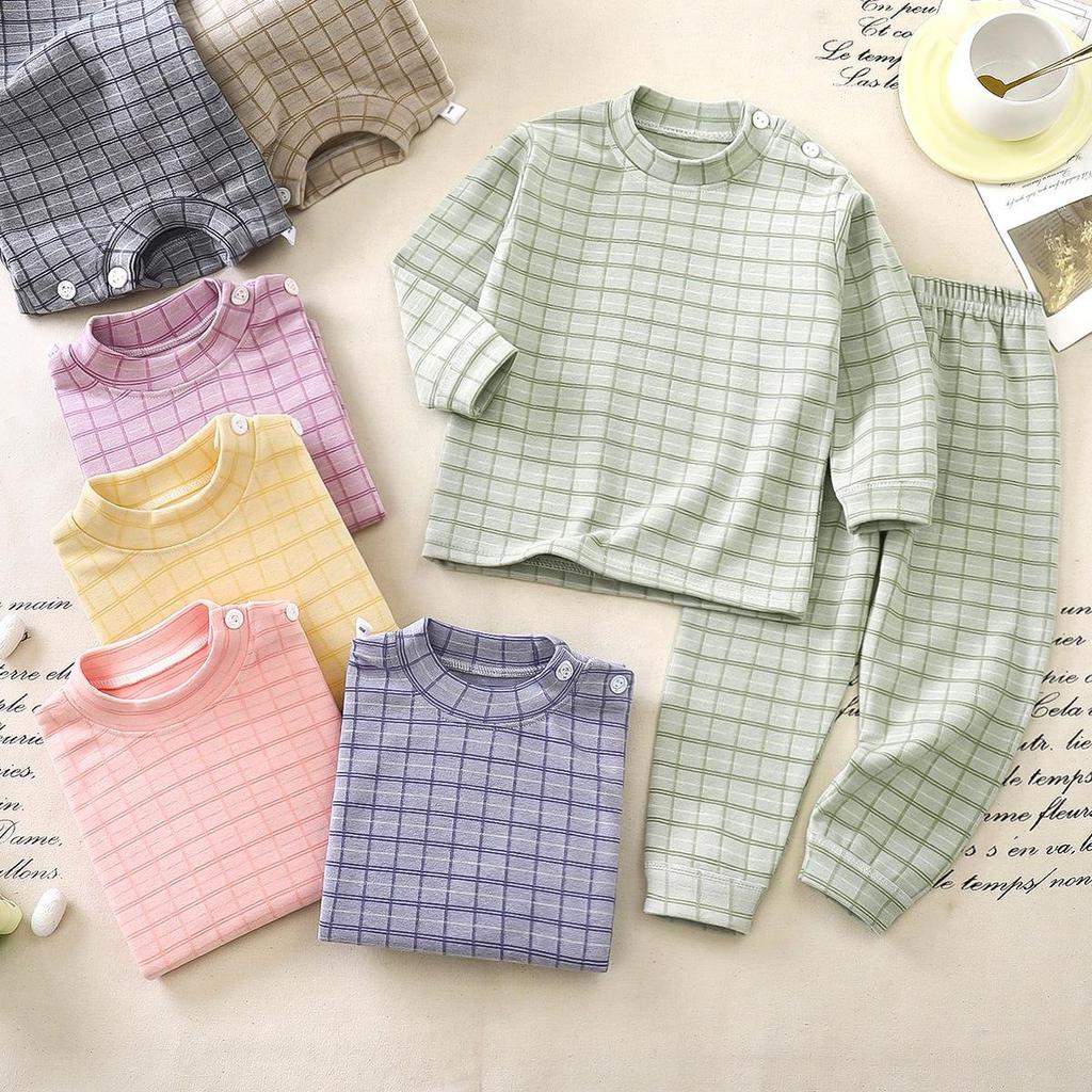 Детский термо-бархатный пижамный комплект: Теплый осенне-зимний пижамный комплект для мальчиков и девочек - Комплект из топа и брюк