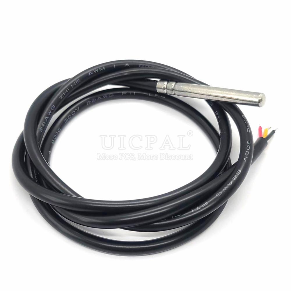 DS18B20 Temperature Sensor Probe 304 1M Length Stainless Steel 6*50MM OD 5.0MM Waterproof Dustproof PVC SL Sensors Cable Replacement Sensors2