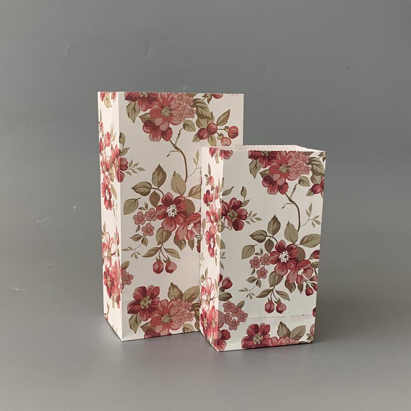 Small Floral Polka Dot Candy & Gift Paper Bag (Handle-Free, Flat Pocket for Cosmetics & Wedding Favors)