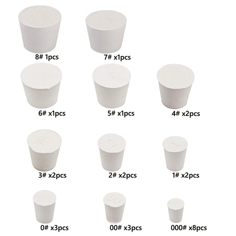 1/5 шт. Лабораторная резиновая пробка для колбы, коническая трубка, сплошная белая, устойчивая к щелочам, лабораторная вставная уплотнительная пробка