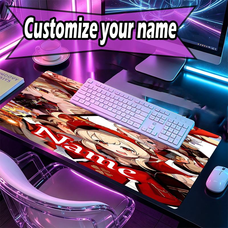 Custom Name Personalized Genshin Impact Pattern Mousepad, Laptop PC Desk Mat, Decorative Desk Mat for Home Keyboard Pad Gift