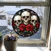 Halloween Creative Circular Skull Rose Glass Window Display Decoration Static Window Stickers