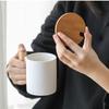 310ml Vintage Creative Coffee Cup with Lid and Spoon Nordic Simple Style Wooden Handle Home Office Water Cup Couple Lover Gifts