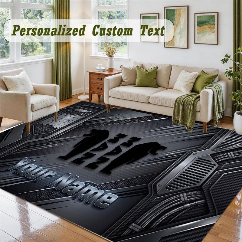 Crystal Velvet Square Rug Custom NameMAN Truck Pattern Non Slip Home Floor Decor Rug
