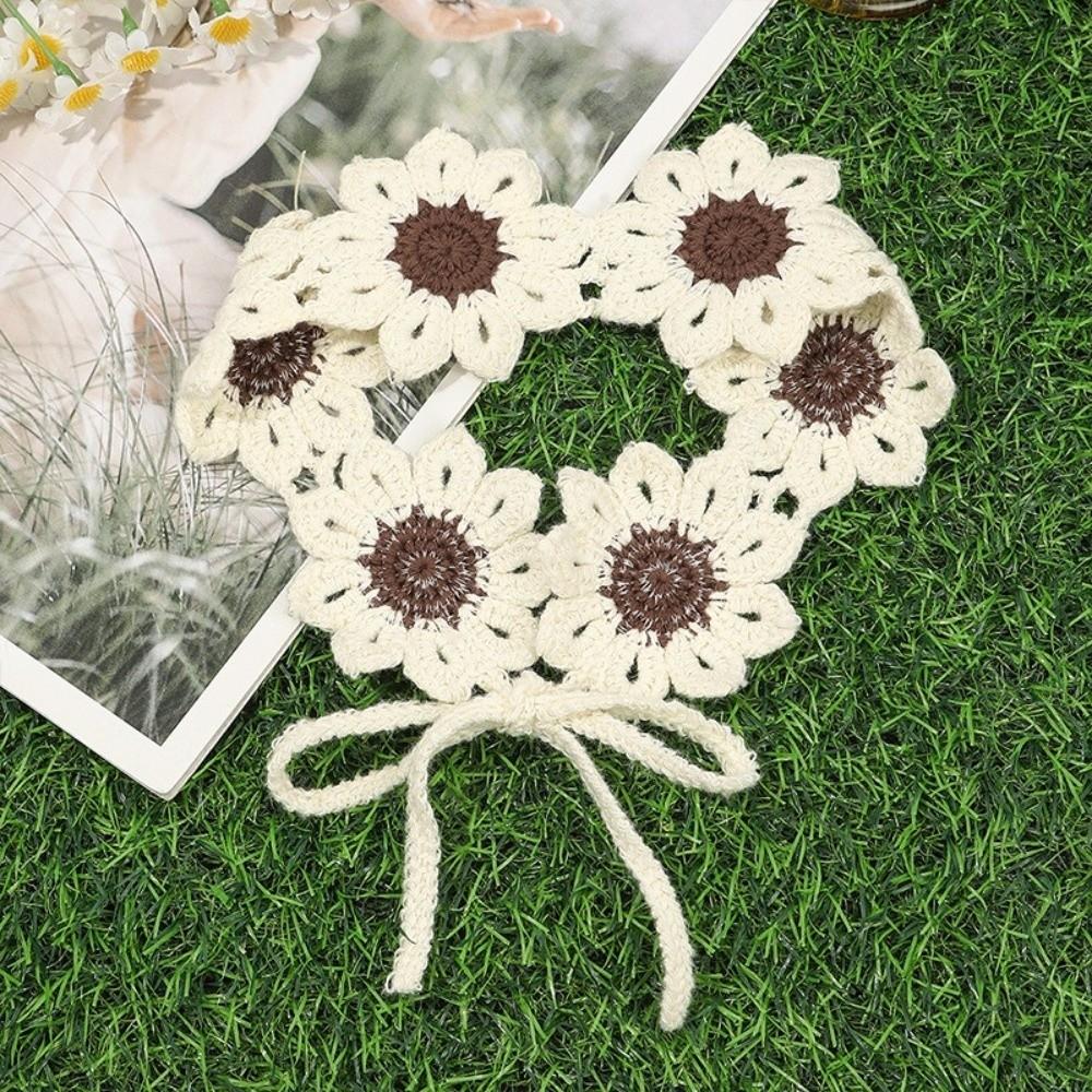Colorful Pastoral Style Headscarf Scarf Knitted Hair Band Sweet Flowers Hairband Photography Prop