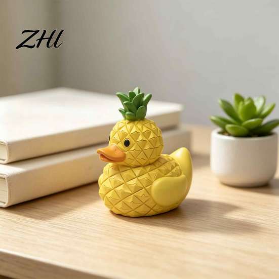 Unique Gifts for Friends Adorable Fruit Duck Figurine, Resin Apple Strawberry Peach Banana Sculpture, Mini Cute Desktop Ornaments Desk Decor