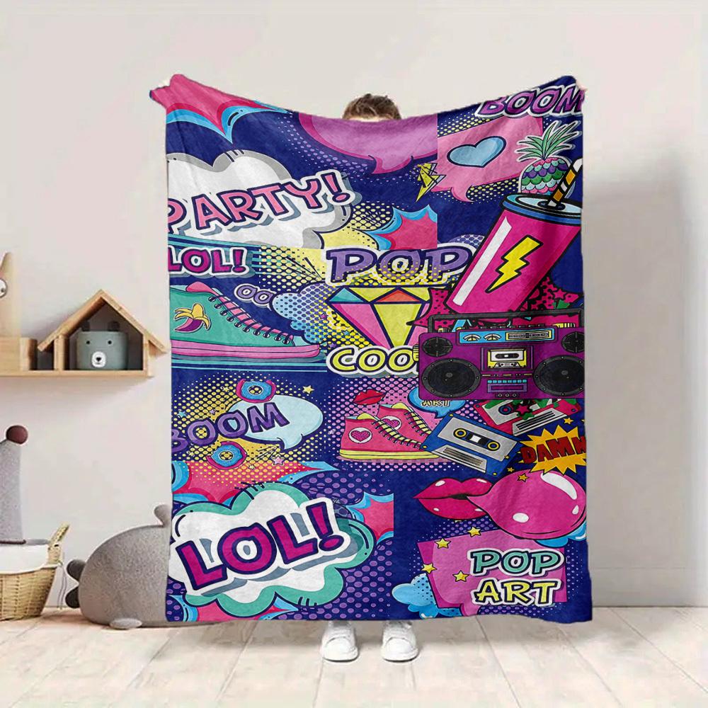 1pc Pop Art Blanket Lightweight Flannel Blanket Throw Blanket For Sofa, Bed, Travel, Camping, Livingroom, Couch, Chair, And Bed yy2509026141