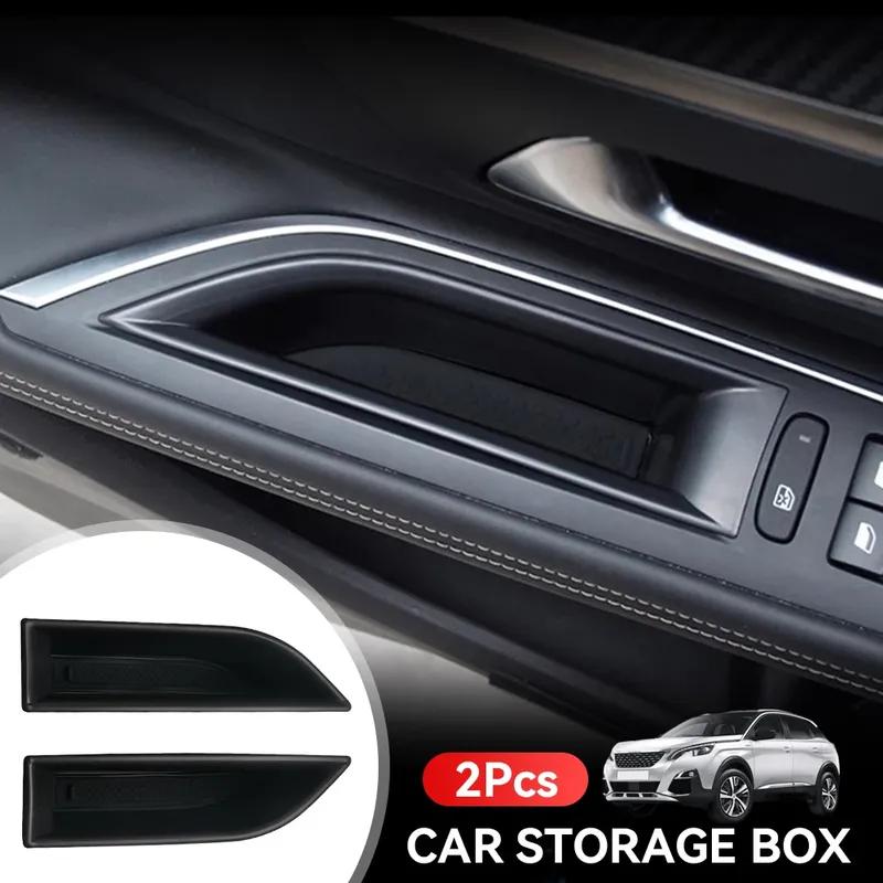 2Pcs For Peugeot 3008 3008GT 4008 5008 2016-2020 Car Door Handle Armrest Storage Box Container Holder Tray Auto Accessories