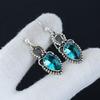 Серьги с драгоценными камнями Swiss Blue Topaz, серьги из стерлингового серебра 925 пробы, серьги-подвески из серебра ручной работы в стиле бохо, праздничные наряды в подарок