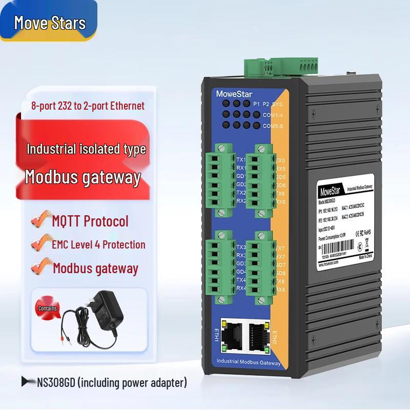 MoweStar Industrial Isolated Serial to Ethernet Server