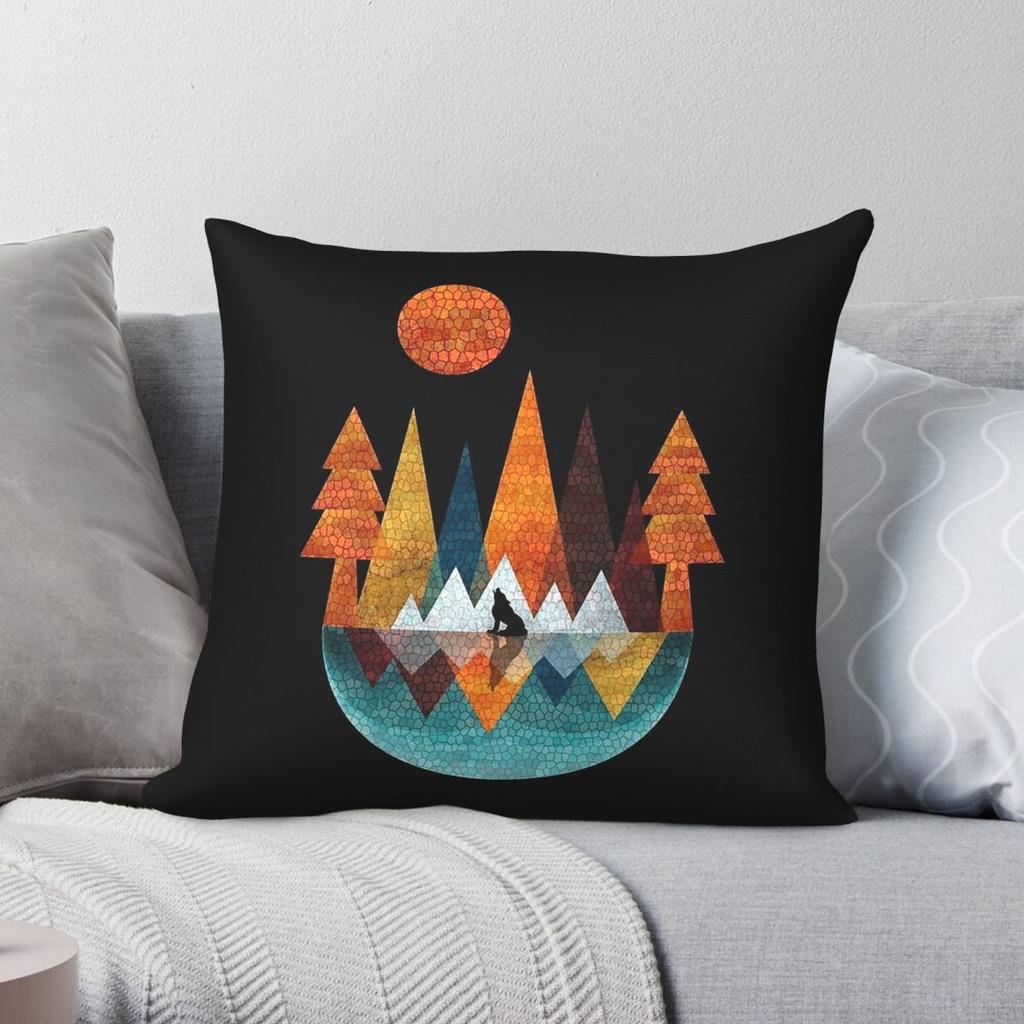 The Night Of The Wolf Square Pillowcase Polyester Linen Velvet Printed Zip Decor Pillow Case Sofa Cushion Case
