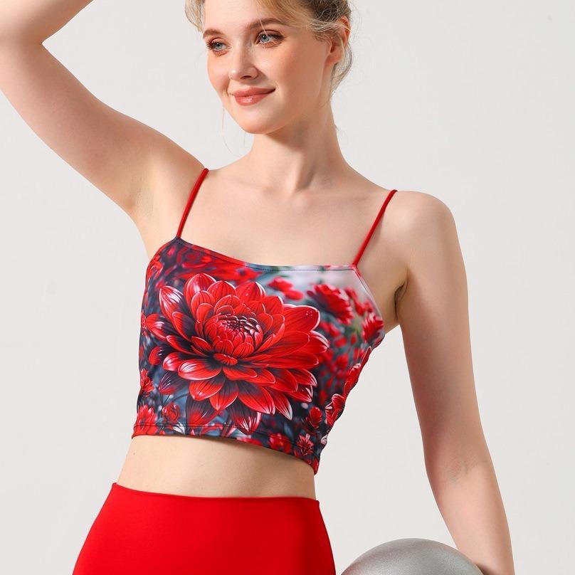 Женский модный жилет для йоги с принтом и мягким спортивным бюстгальтером — ударопрочная, быстросохнущая и дышащая одежда для фитнеса