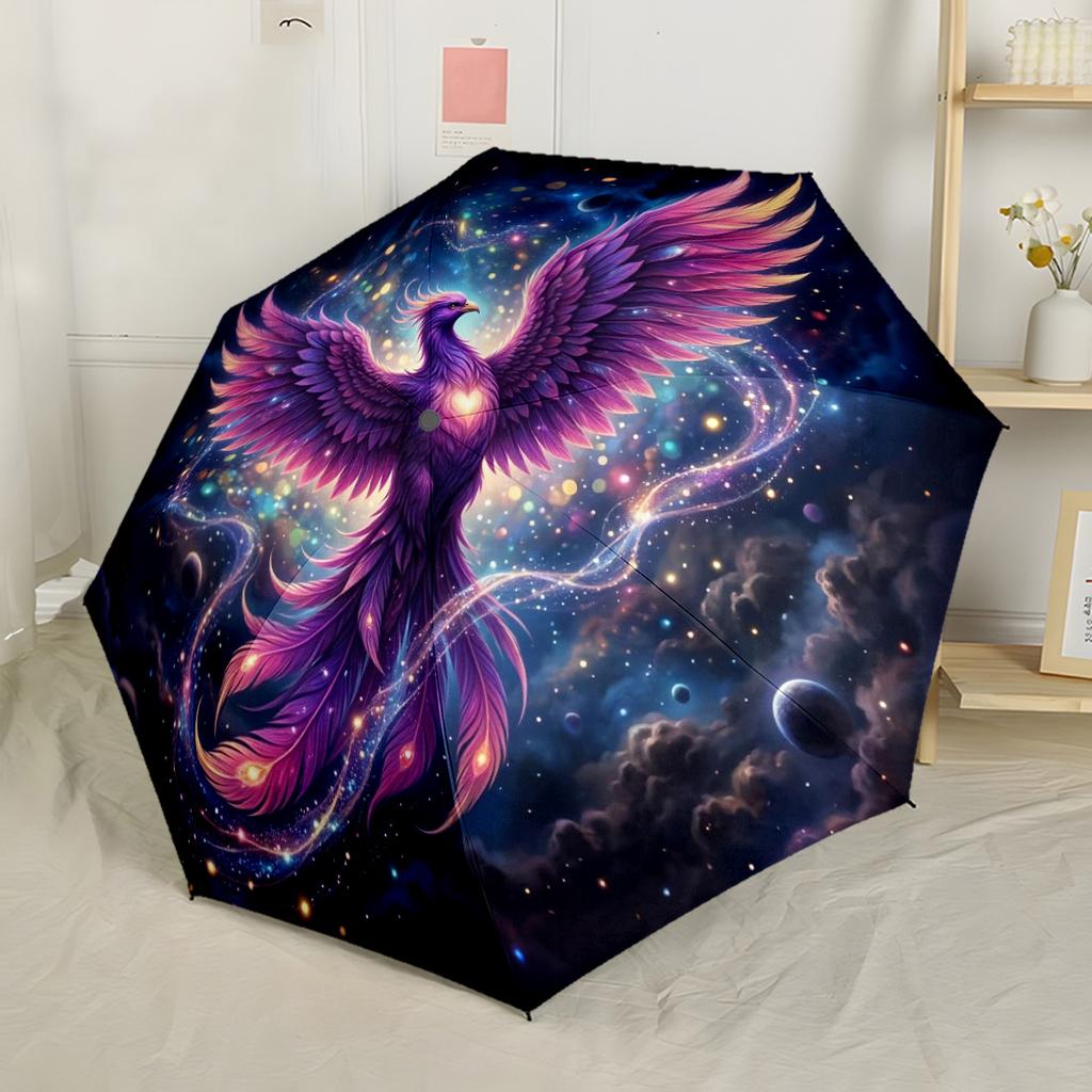 Автоматический складной зонт Phoenix Rising Artwork, компактный, для путешествий, с 8 спицами, прочный, пластик, железо, для любого сезона