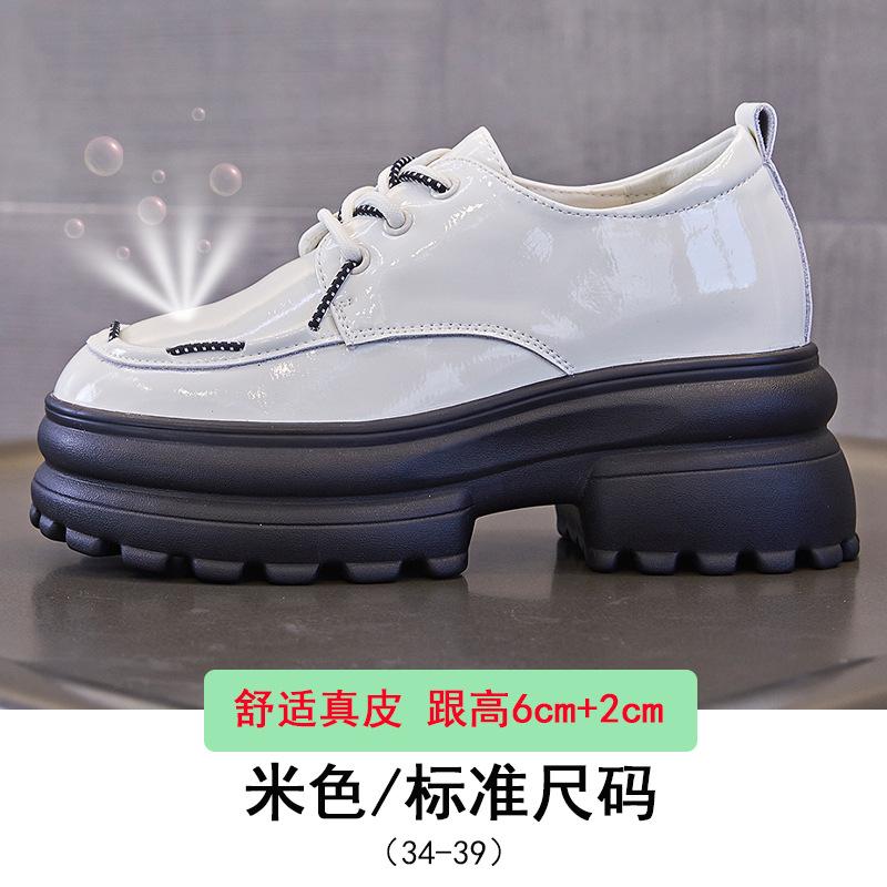 Кожаные лоферы на платформе в британском стиле, летняя новинка, универсальные, увеличивающие рост, в стиле ретро jk, студенческие, маленькие кожаные туфли, туфли-лодочки, женские