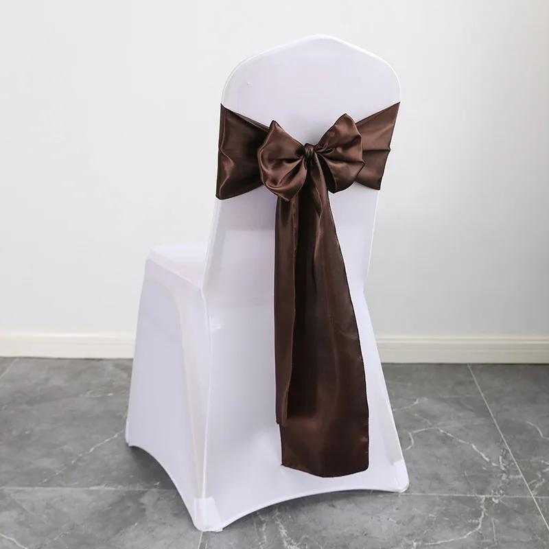 10pcs Satin Chair Belt with Bow Decoration, Universal Chair Cover Ribbon Tie Wedding Chair Back Decor/chair Sashes Wedding