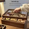 Шестисекционная коробка для закусок из массива черного ореха Северной Америки с крышкой для орехов и снеков.