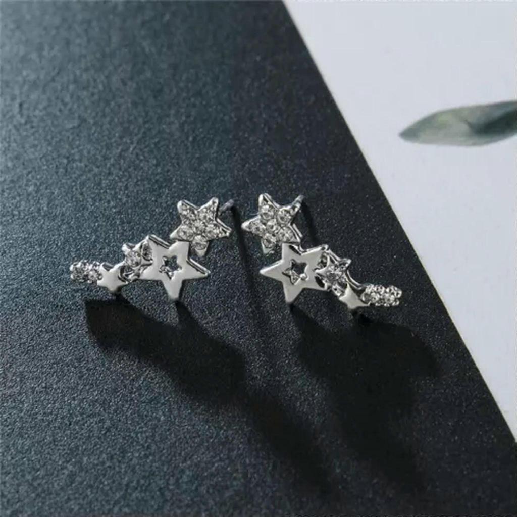 RSAMD 1Pair Simple Stylish Star Women Earring Shiny Exquisite Versatile Female Earrijo-Gold-