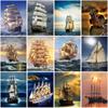 DIY Sailboat 5D Diamond Painting Full Round Drill Landscape Diamond Embroidery Cross Stitch Mosaic Home Decor Wall Art Gift