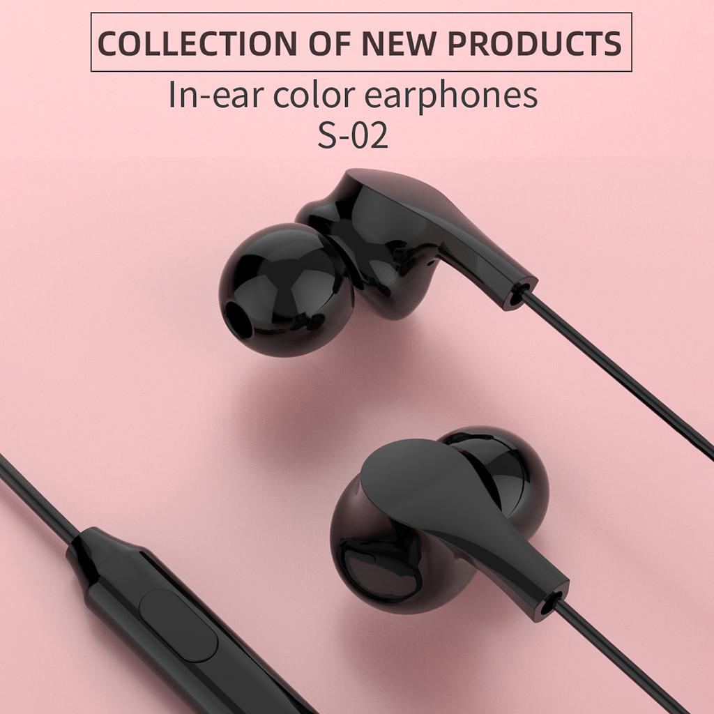 S02 3.5MM in-Ear Wired Earphones Stereo Bass Earphone Headphones With Microphone