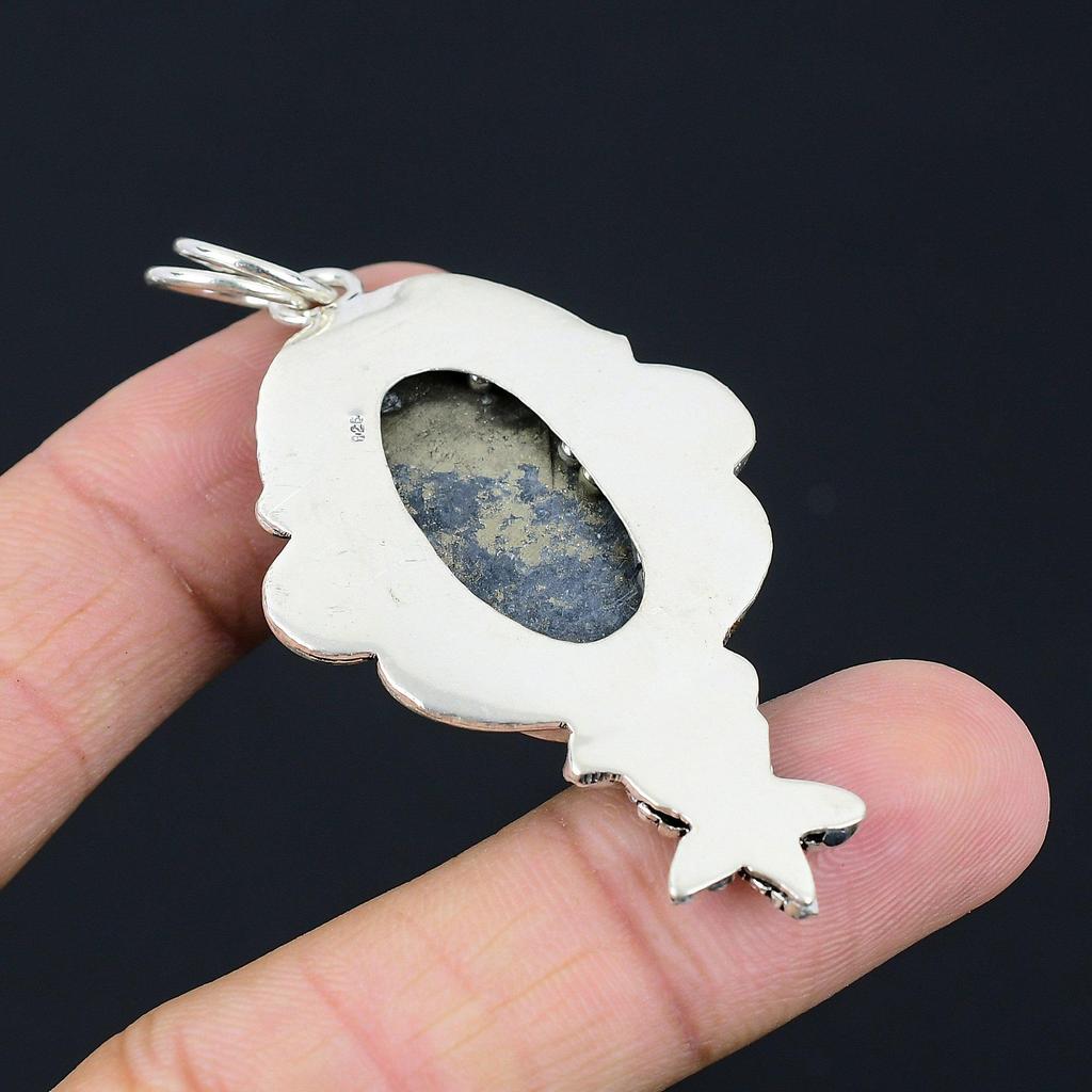 Friendship Day Sale Pyrite Stone 925 Silver Elegant Anniversary Flower Pendant
