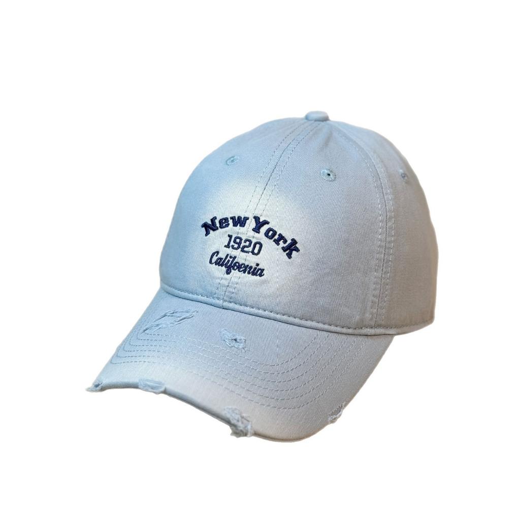 Spring and summer new versatile wide-brimmed baseball cap for women, casual and fashionable distressed duckbill cap that makes the face look smaller