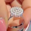 European & American Full Diamond Alloy Geometric Ring - Women's Gift & Wedding Jewelry