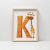 Żyrafa Z Literką K - Radosny Plakat Dla Dzieci Żyrafa Z Literką K - Radosny Plakat Dla Dzieci, 70X100 Cm, Rama Drewniana Ciemny Brąz, Papier Matowy 23