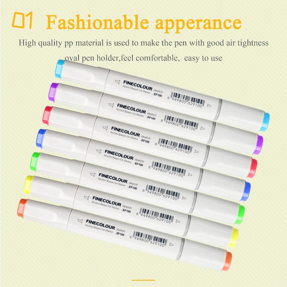 Finecolour EF100 240 Цветов Маркеры для Эскизов и Арт-Рисования на Спиртовой Основе С Двумя Наконечниками В Коробке