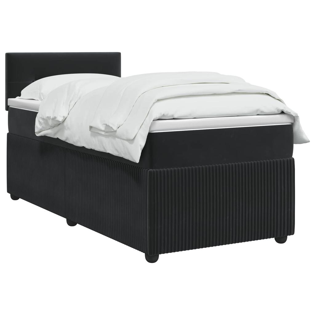 Box Spring Bed with Mattress Black 80 x 200 cm Velvet